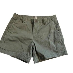 GAP Women’s 5" Khaki Chinos Shorts Size 8 Army green Stretch Preppy Vacation EUC